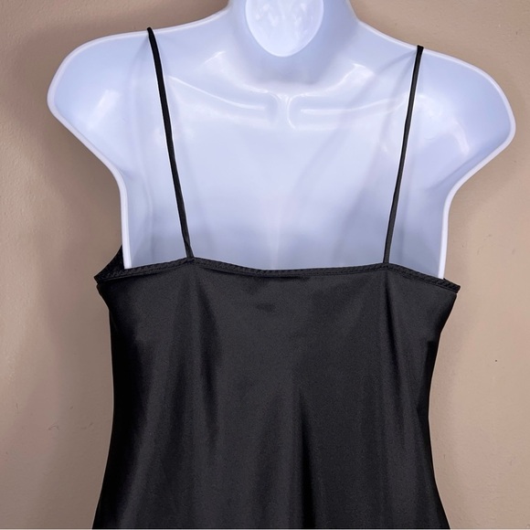 Y2K Era Small Old Navy Black Satin Slip Dress Cowl Neckline Goth Pinup Vintage - Picture 3 of 16